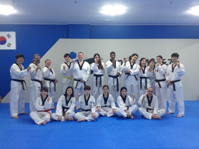 Us with Master Kim and his students at Gaon Taekwondo