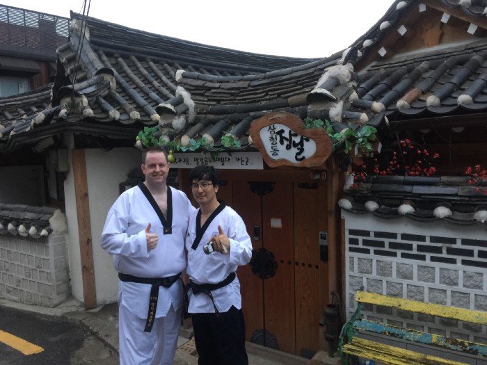 Master Jeong and I outside a traditional house in Hanok